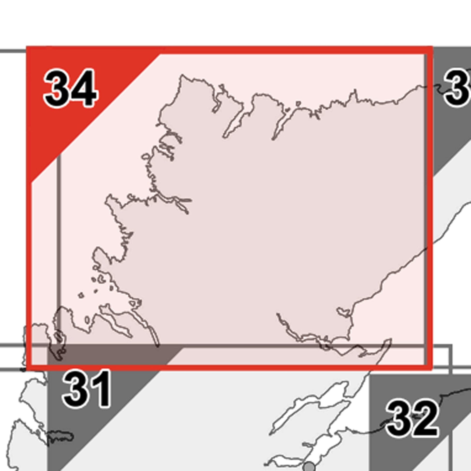 Wall Maps - Scottish Highlands (North) - Postcode Sector Map 34