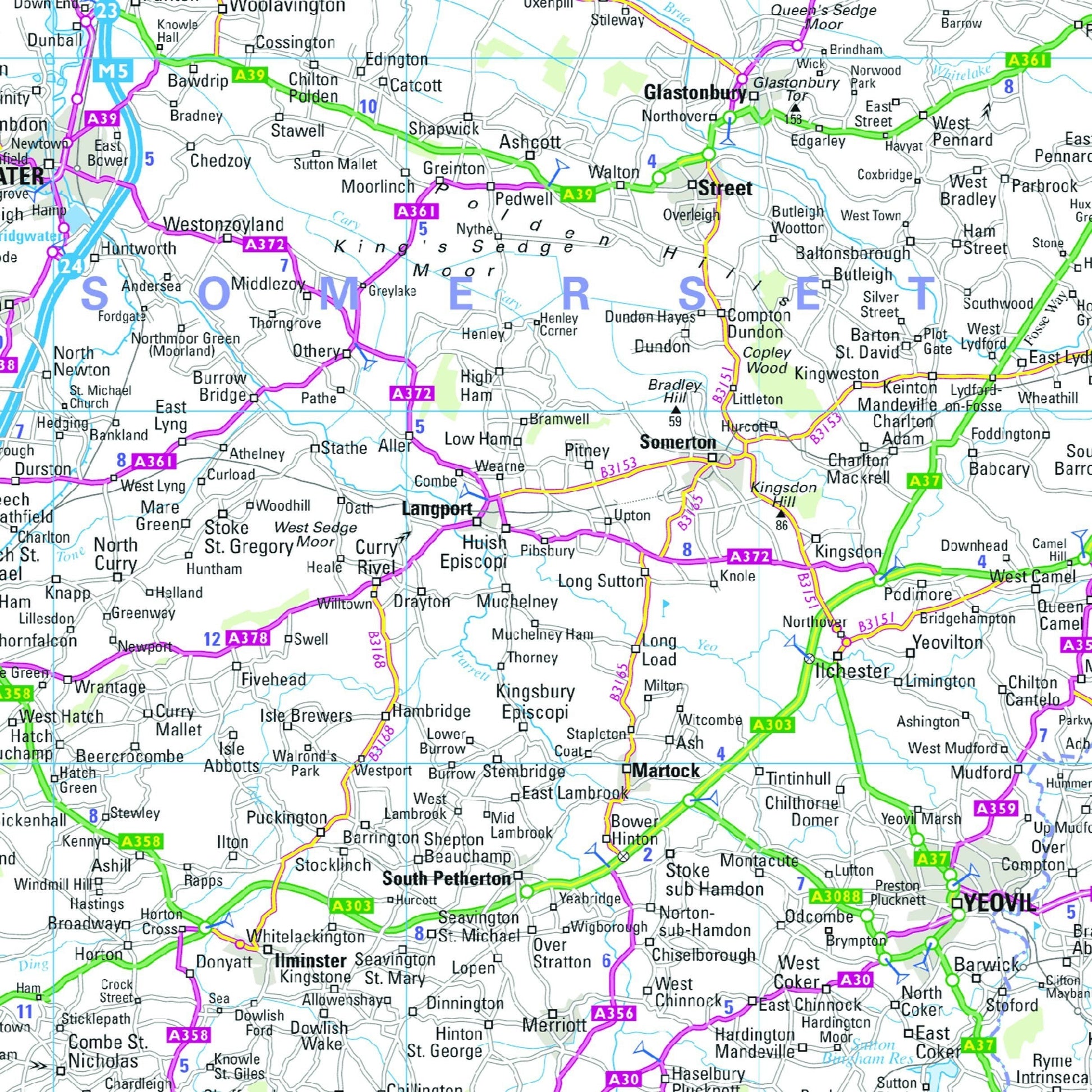 Wall Maps - South West England And South Wales Regional Road Map - Wall Map 7