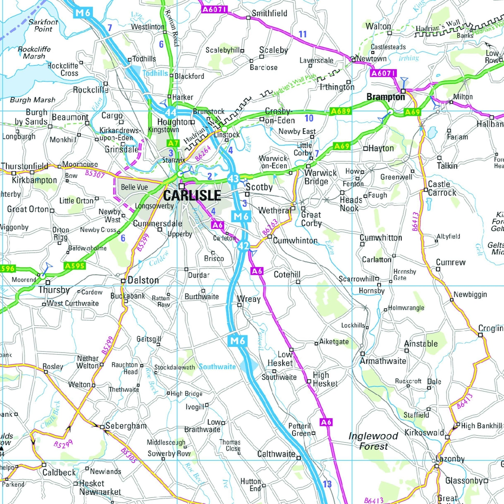 Wall Maps - Southern Scotland And Northumberland Regional Road Map - Wall Map 3