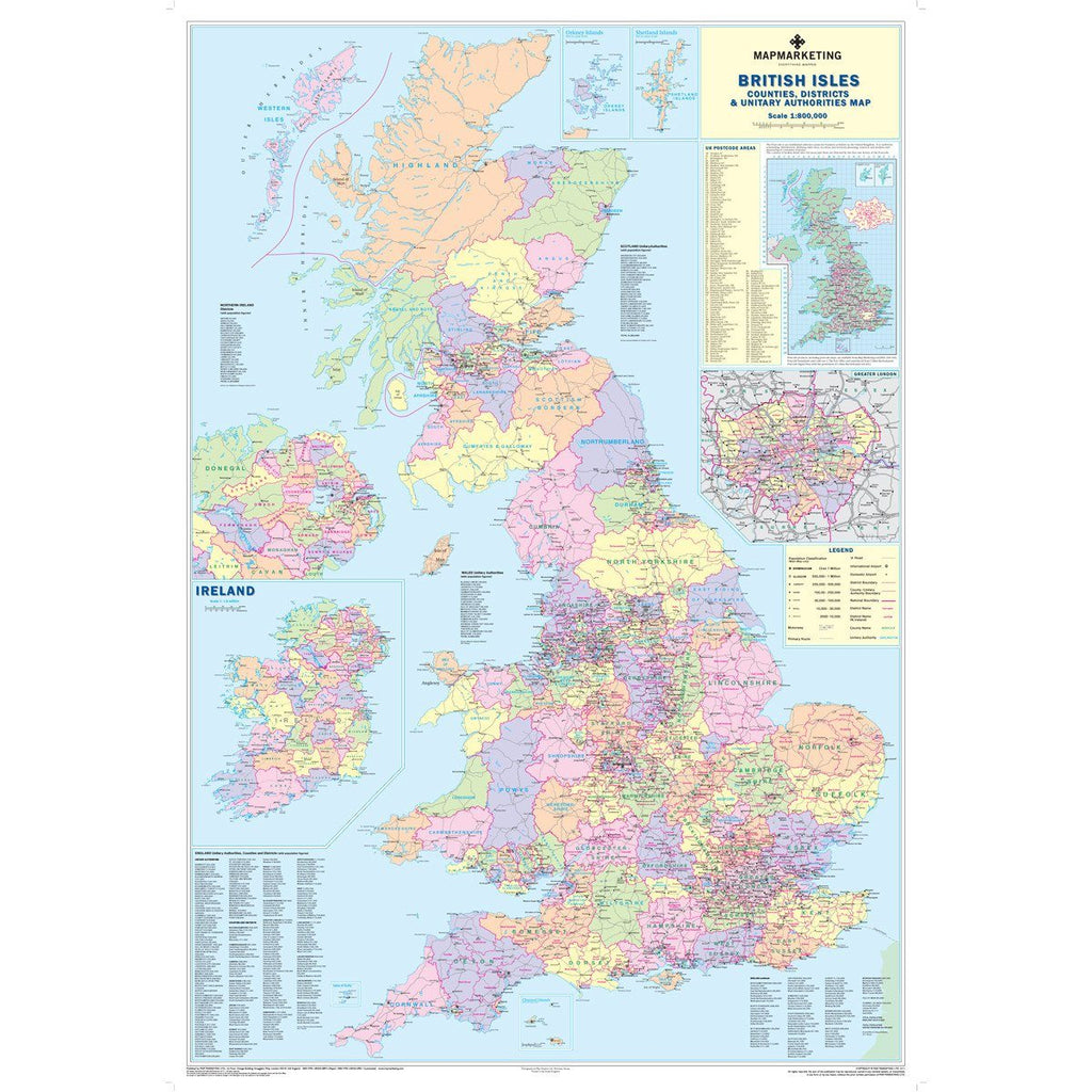 Wall Maps Supersize UK Counties Wall Map