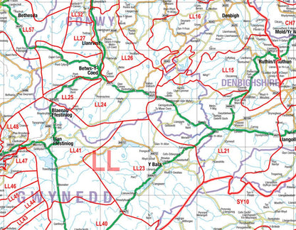 Wall Maps - Wales And The Midlands (Liverpool, Birmingham, Cardiff, Bristol) Postcode Wall Map - District Map 3