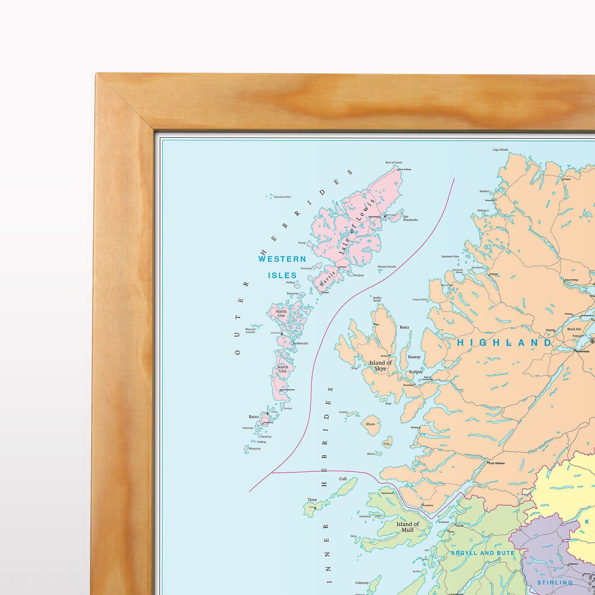 Wall Maps - Western Scotland And Western Isles Regional Road Map - Wall Map 2